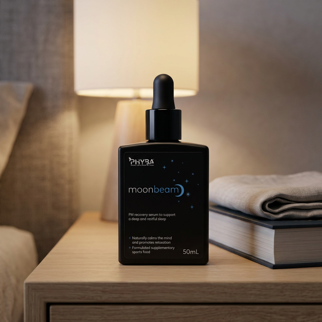 Moonbeam beside a book and bedside lamp