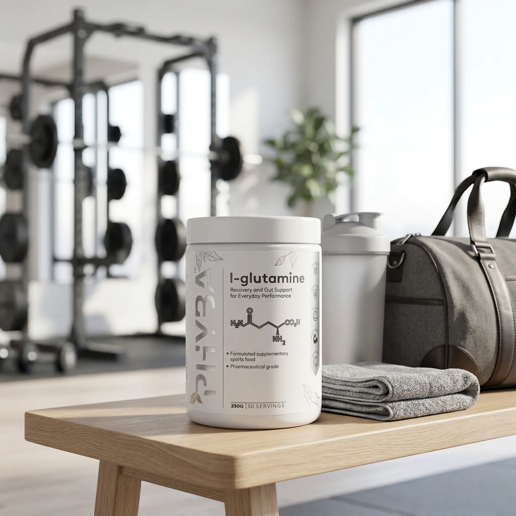 Phyba L-Glutamine beside training essentials