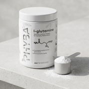 Phyba L-Glutamine white powder serving scoop
