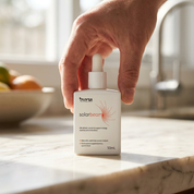 Solarbeam bottle held in hand